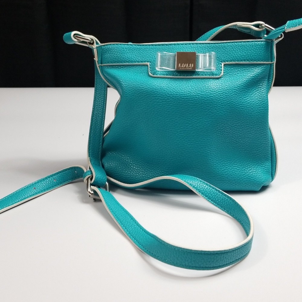 Lulu Guinness teal adjustable crossbody bag
